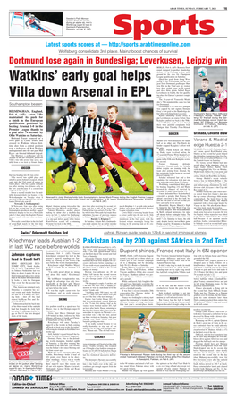 Watkins' Early Goal Helps Villa Down Arsenal In