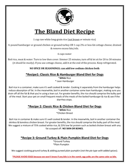 The Bland Diet Recipe