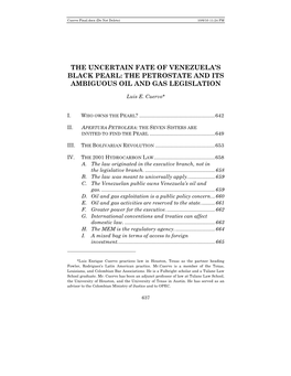 The Uncertain Fate of Venezuela's Black Pearl: the Petrostate and Its Ambiguous Oil and Gas Legislation