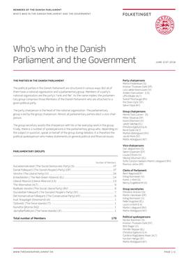 Who's Who in the Danish Parliament and the Government