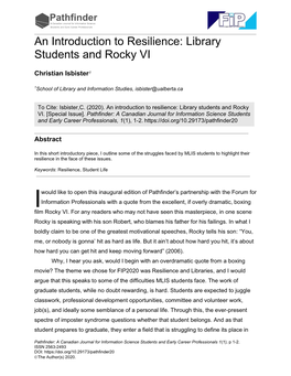 An Introduction to Resilience: Library Students and Rocky VI