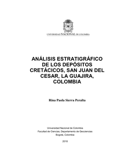 Análisis Estratigráfico De Los Depósitos Cretácicos, San Juan Del Cesar, La Guajira, Colombia