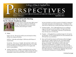 Comments from the Fall Faculty Meeting by Dr. Glenda Treadaway, Dean