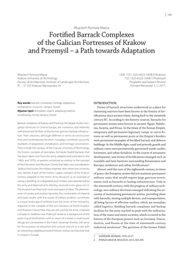 Fortified Barrack Complexes of the Galician Fortresses of Krakow and Przemyśl – a Path Towards Adaptation