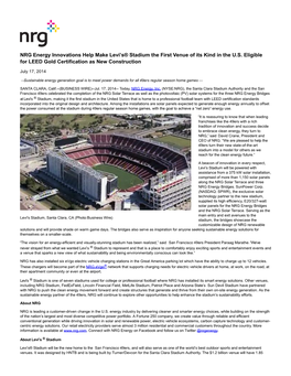 NRG Energy Innovations Help Make Levi's® Stadium The