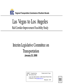 Las Vegas to Los Angeles Rail Corridor Improvement Feasibility Study