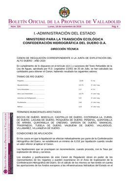 Ministerio Para La Transición Ecológica Confederación Hidrográfica Del Duero O.A