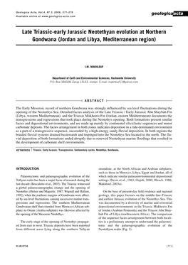 Late Triassic-Early Jurassic Neotethyan Evolution at Northern Gondwana (Jordan and Libya, Mediterranean Region)