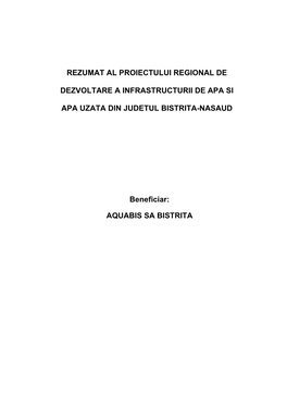 Rezumat Al Proiectului Regional De