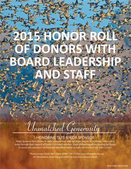 2015 Honor Roll of Donors with Board Leadership and Staff