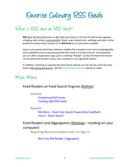 Favorite Culinary RSS Feeds