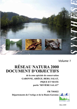 Réseau Natura 2000 Document D'objectifs