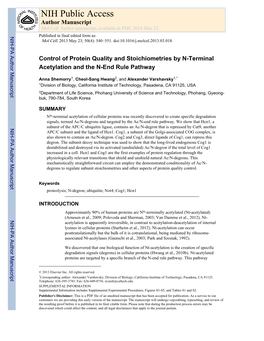 NIH Public Access Author Manuscript Mol Cell