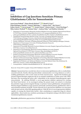 Inhibition of Gap Junctions Sensitizes Primary Glioblastoma Cells for Temozolomide