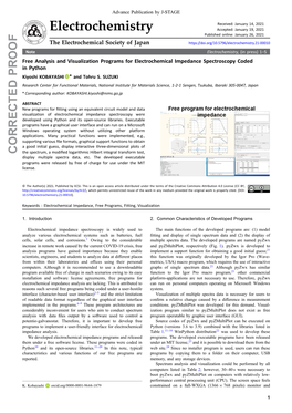 Free Analysis and Visualization Programs for Electrochemical Impedance Spectroscopy Coded in Python Kiyoshi KOBAYASHI * and Tohru S