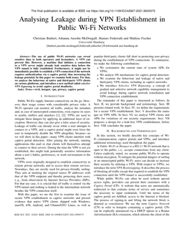 Analysing Leakage During VPN Establishment in Public Wi-Fi Networks