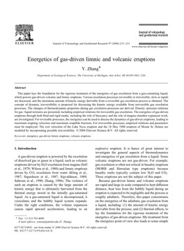 Energetics of Gas-Driven Limnic and Volcanic Eruptions