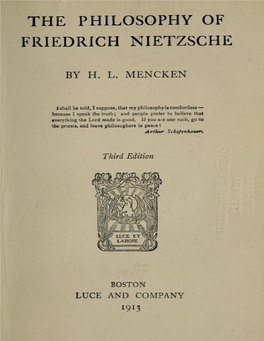 The Philosophy of Friedrich Nietzsche, by H