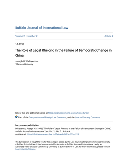 The Role of Legal Rhetoric in the Failure of Democratic Change in China