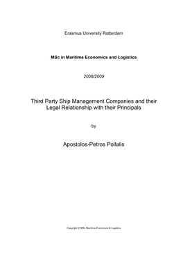 Third Party Ship Management Companies and Their Legal Relationship with Their Principals