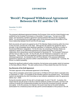 'Brexit': Proposed Withdrawal Agreement Between the EU and The
