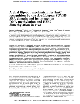 A Dual Flip-Out Mechanism for 5Mc Recognition by the Arabidopsis SUVH5 SRA Domain and Its Impact on DNA Methylation and H3K9 Dimethylation in Vivo