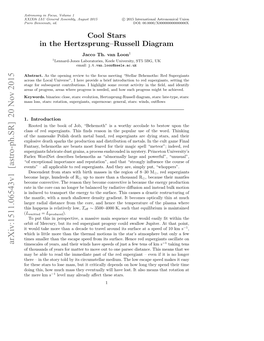 Cool Stars in the Hertzsprung-Russell Diagram