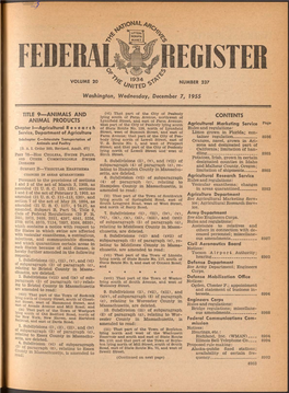 Washington, Wednesday, December 7, 1955 TITLE 9—ANIMALS