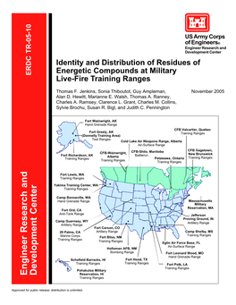 Engineer Research and Development Center Identity and Distribution of Residues of Energetic Compounds at Military ERDC TR-05-10 Live-Fire Training Ranges