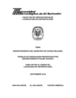 Endoetnografia Del Municipio De Ciudad Delgado. Trabajo