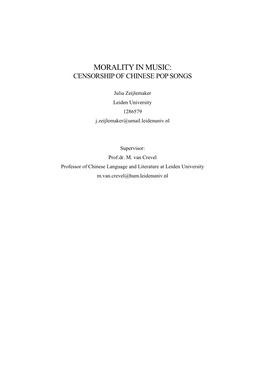 Morality in Music: Censorship of Chinese Pop Songs