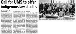 Call for UMS to Offer Indigenous Law Studies C BP