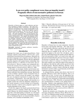 Pragmatic Effects of Non-Normative Politeness in Korean