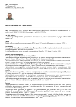 Dott. Franco Maggitti Via Boccaccio 10 64026 Roseto Degli Abruzzi (Te)