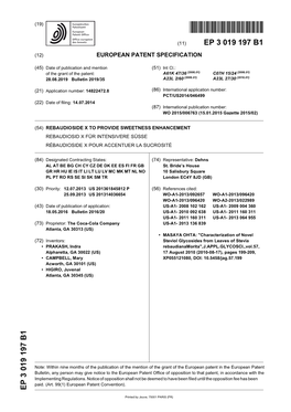 Rebaudioside X to Provide Sweetness Enhancement Rebaudiosid X Für Intensivere Süsse Rébaudioside X Pour Accentuer La Sucrosité