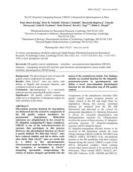 Mice Are Sterile the E2 Ubiquitin Conjugating Enzyme UBE2J1 Is