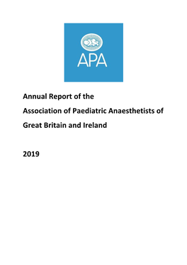 Annual Report of the Association of Paediatric Anaesthetists of Great Britain and Ireland