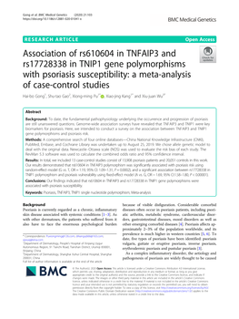 Association of Rs610604 in TNFAIP3 and Rs17728338 in TNIP1 Gene