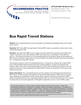 Bus Rapid Transit Stations