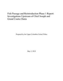 Fish Passage and Reintroduction Phase 1 Report: Investigations Upstream of Chief Joseph and Grand Coulee Dams