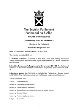 MINUTES of PROCEEDINGS Parliamentary Year 5, No. 23