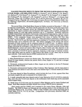 Galileo Imaging Results from the Second Earth-Moon Flyby: Lunar Maria and Related Units; R