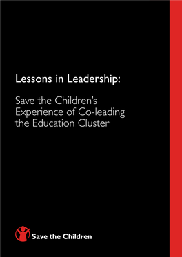 Lessons in Leadership: Save the Children's Experience of Co-Leading the Education Cluster