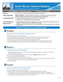 Earth Moves: Seismic Stations ™ EART� 2 from the Geoinquiries Collection for Earth Science