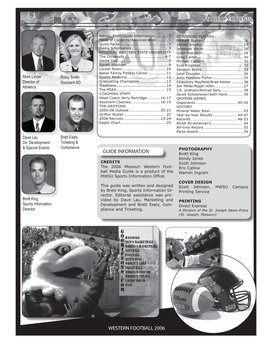 Western Football 2006 Table of Contents Guide Information