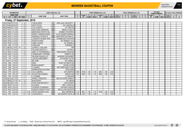 Midweek Basketball Coupon 25/09/2019 09:33 1 / 1