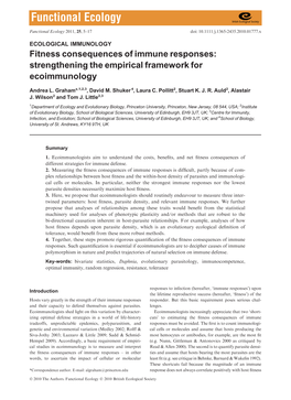 Fitness Consequences of Immune Responses: Strengthening the Empirical Framework for Ecoimmunology