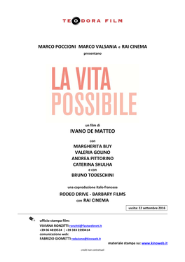 LA VITA POSSIBILE Pressbook Uscita 22 Settembre 2016