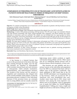 Comparison of Perioperative Use of Tranexamic Acid With