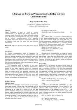 A Survey on Various Propagation Model for Wireless Communication